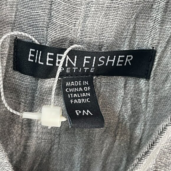 Eileen Fisher Womens Medium Petite Silver Crinkle Linen Blend Open Jacket - Picture 7 of 15